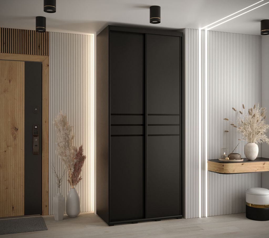 Kleiderschrank ASIRI 10 - 100/45 cm, schwarz / schwarz