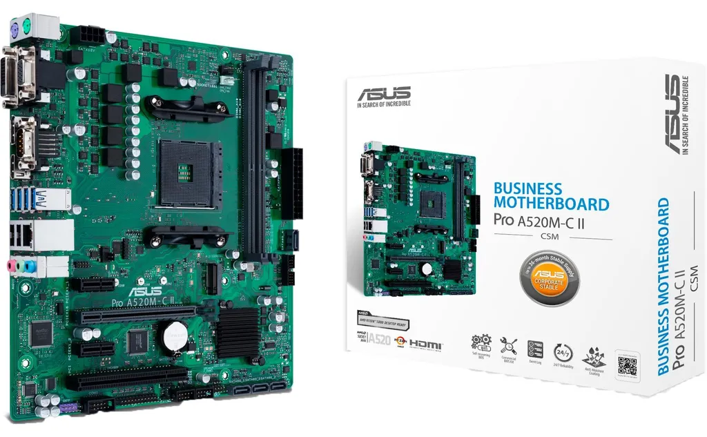 Carte mère ASUS PRO A520M-C II/CSM AMD AM4 mATX professionnelle fiable