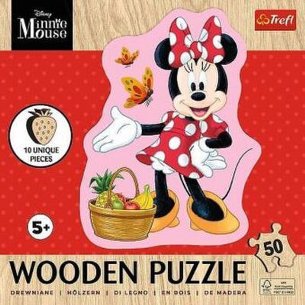 Trefl, fröhliche Minnie Maus, 50 Teile Holzpuzzle