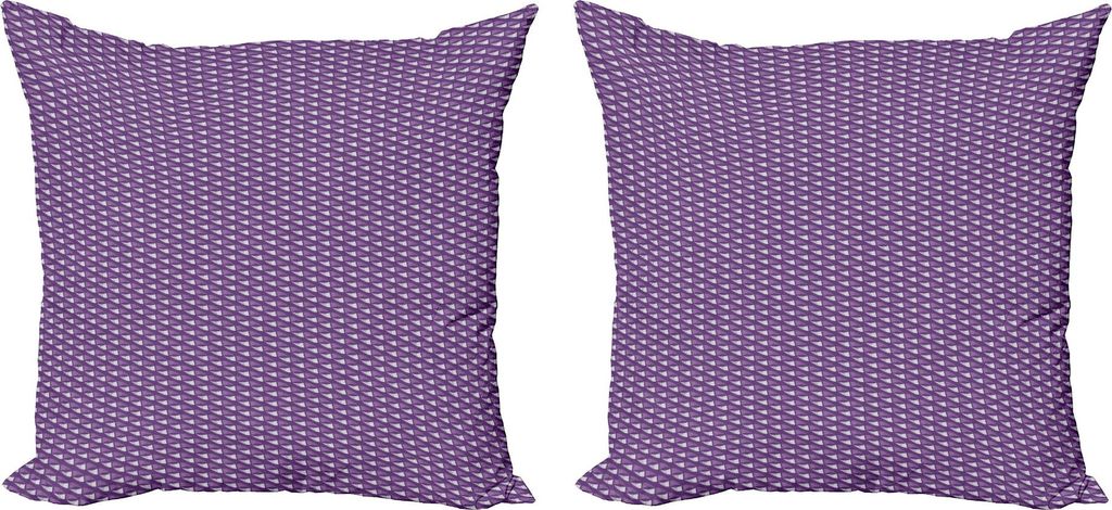 ABAKUHAUS abstrakte Geometrie Kissenbezug Set (2Stück), Muster der diagonal angeordneten Violet Tone Dreieckselemente, 50 x 50 cm, Lila Quartz