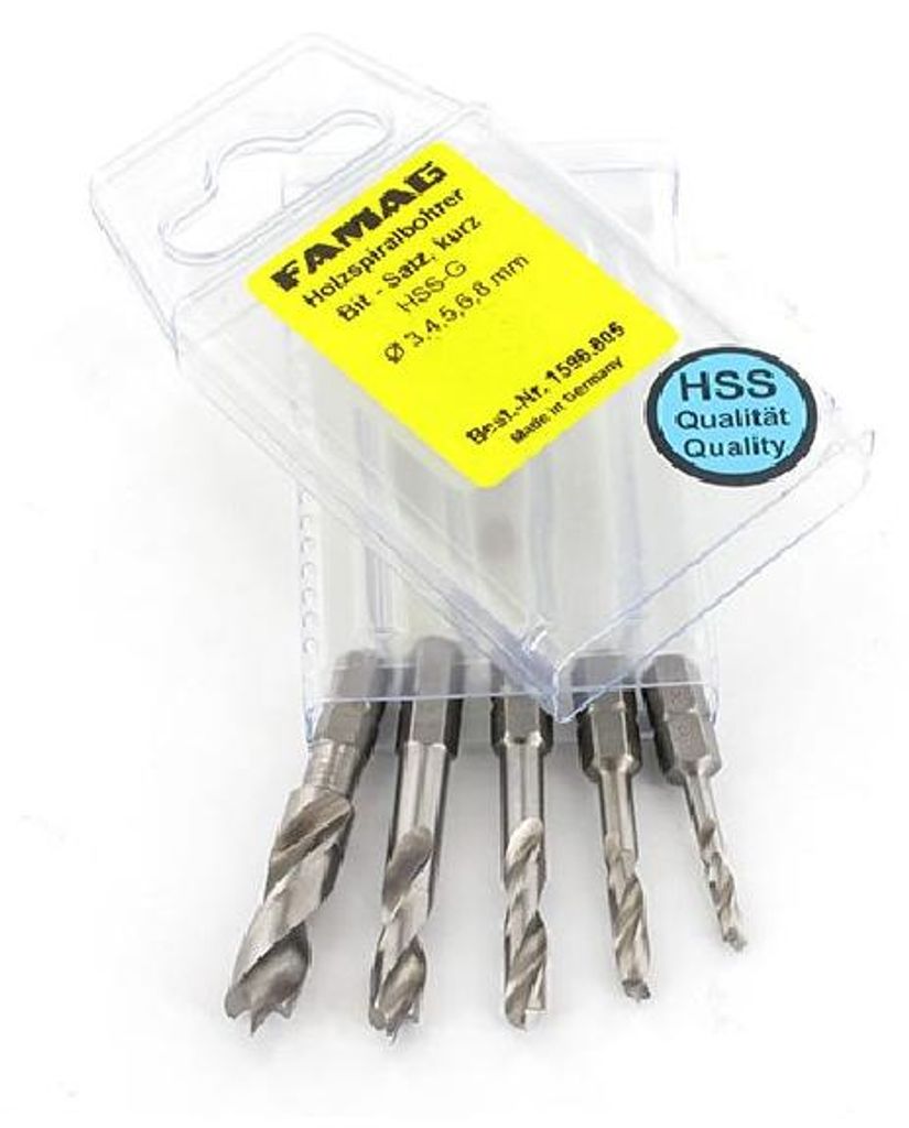Holzspiralbohrer-Bit-Set HSS-G kurz Produktbild 