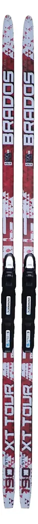 Skis Brados XT Tour à écailles avec fixations SNS rouges pour ski de fond