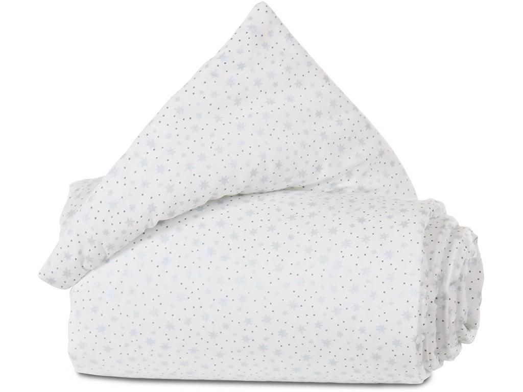 babybay Nestchen Organic Baumwolle passend für Modell Maxi, Boxspring, Comfort und Comfort Plus, weiß Glitzersterne diamant