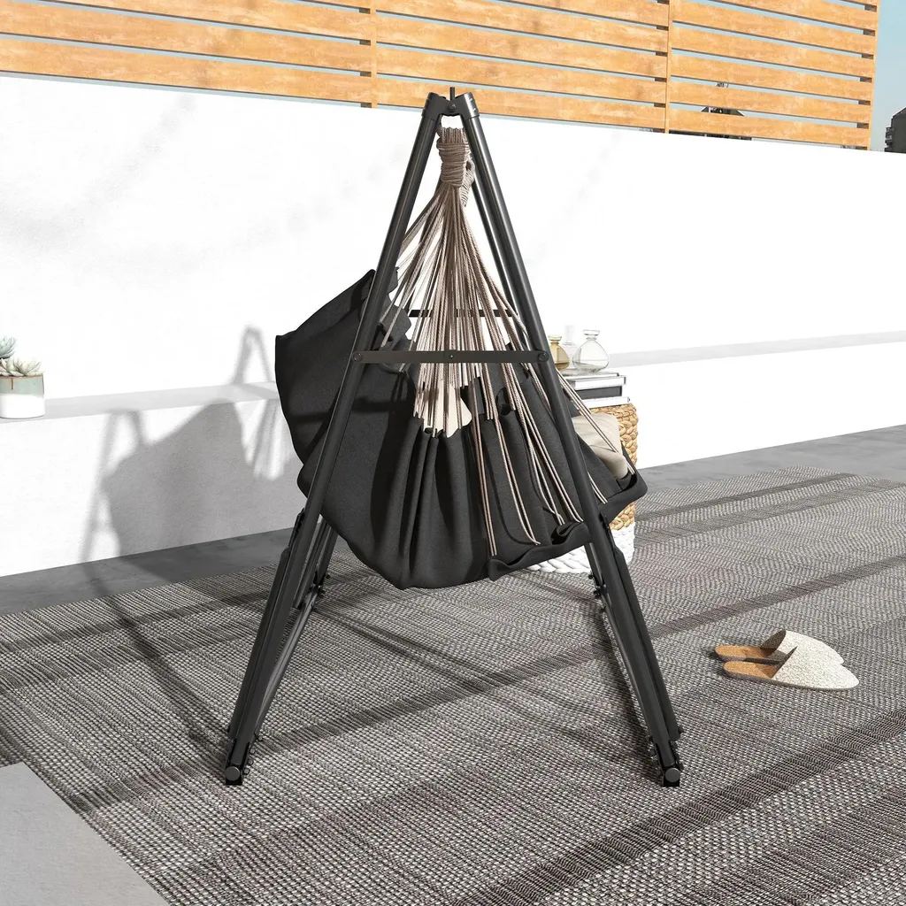 Support hamac métal noir 268cm - Structure résistante et stable - 6