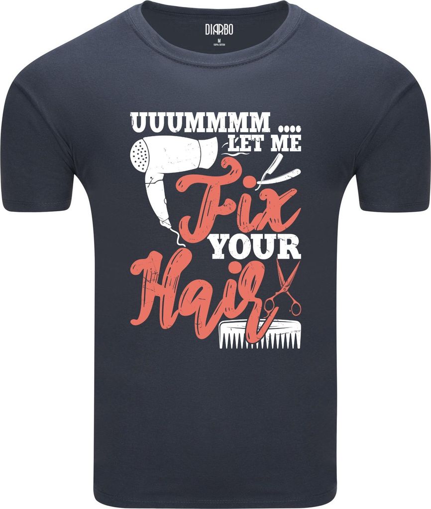 Diarbo Herren T-Shirt mit Lustiger Druck Haare Fixieren Dunkelgrau Gr.S