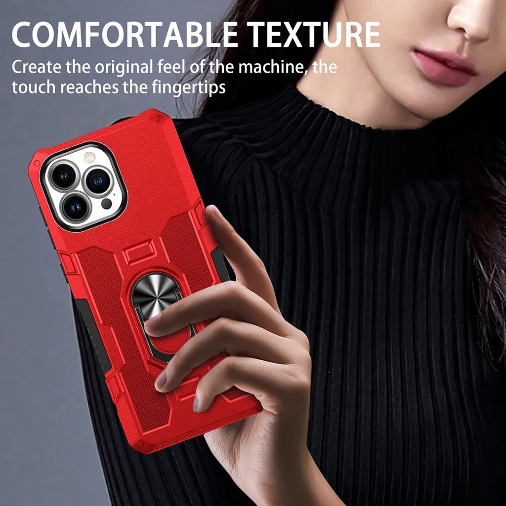 Custodia Rossa iPhone 12 Pro Max con Ring Holder e Supporto Magnetico - 6