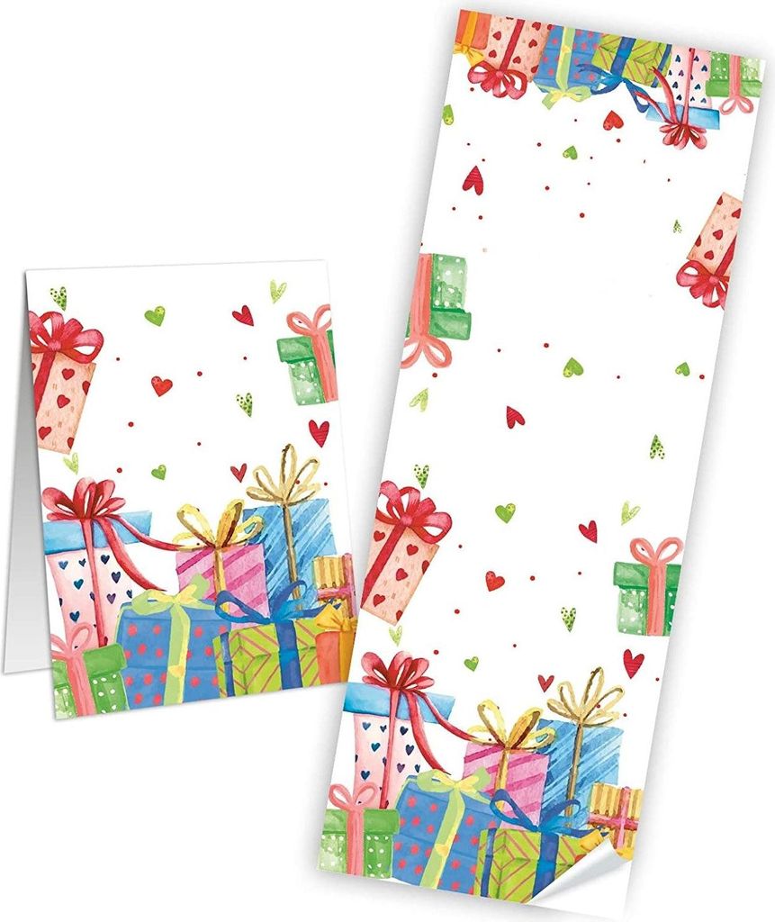 Logbuch-Verlag 10 Geschenkaufkleber bunt 7,2 x 21 cm längliche Aufkleber Banderolen Sticker Etiketten f. Geschenke Geburtstag Verpackung Geschenkv...