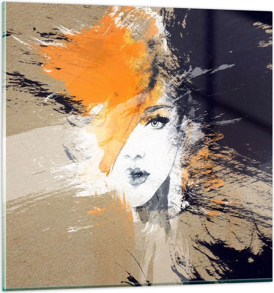 Bilder auf glas - Abstraktion Frau - 50x50cm - Glasbilder - Wandbilder - Kunstdruck - zum Aufhängen bereit - Wanddekoration aus Glas - Glas Bilder...