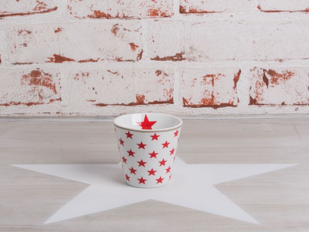 Krasilnikoff ESPRESSO Tasse STERNE Weiß / Rot Porzellan Stern Becher Kaffee