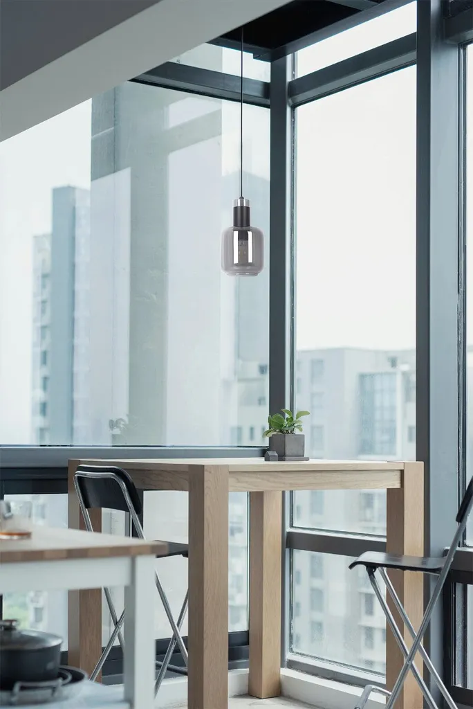 Lustre décoratif graphite DENIS K-5260 avec diffuseur en verre fumé