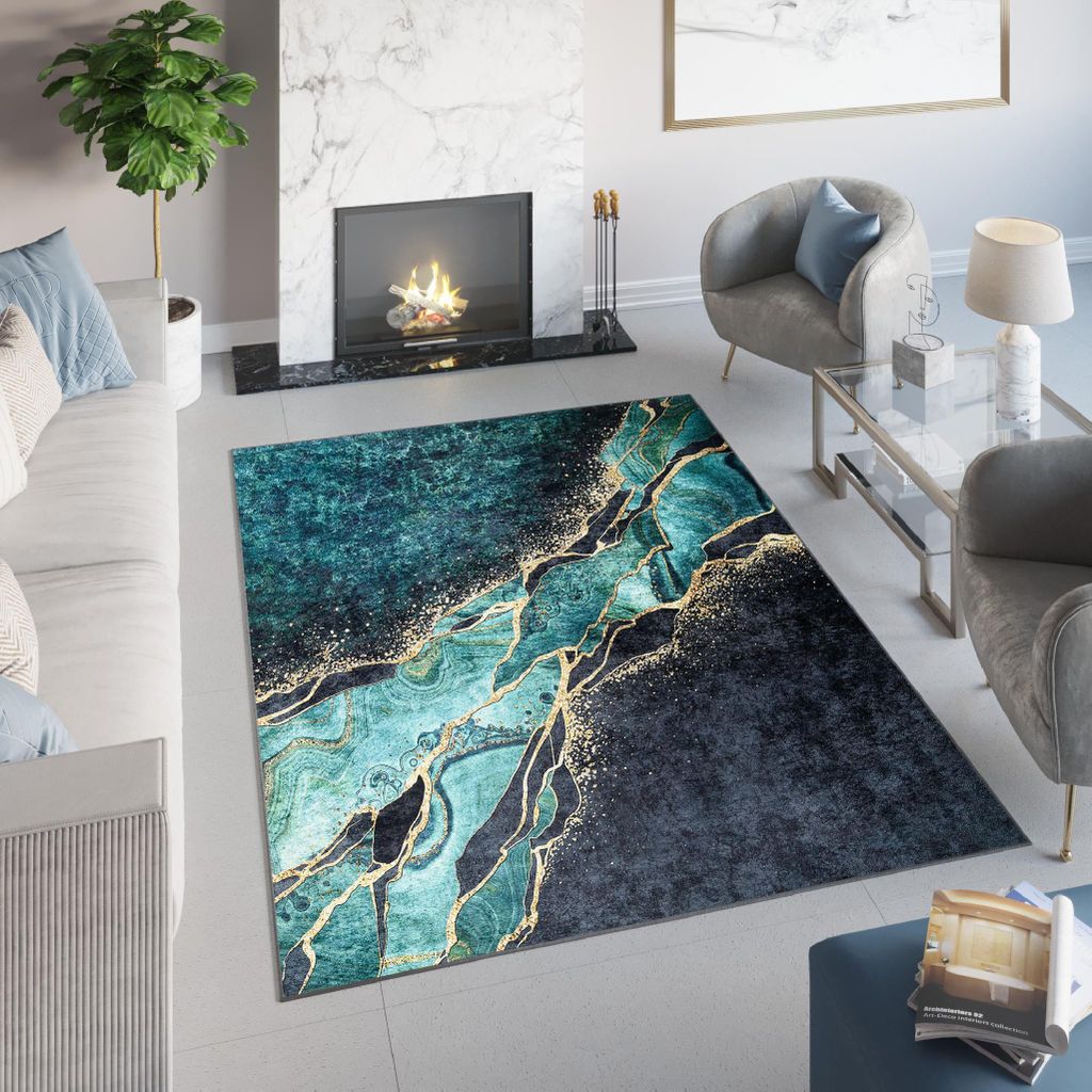 Tapiso Teppich TOSCANA Modern Dunkelgrün Wohnzimmer 160 x 230 cm