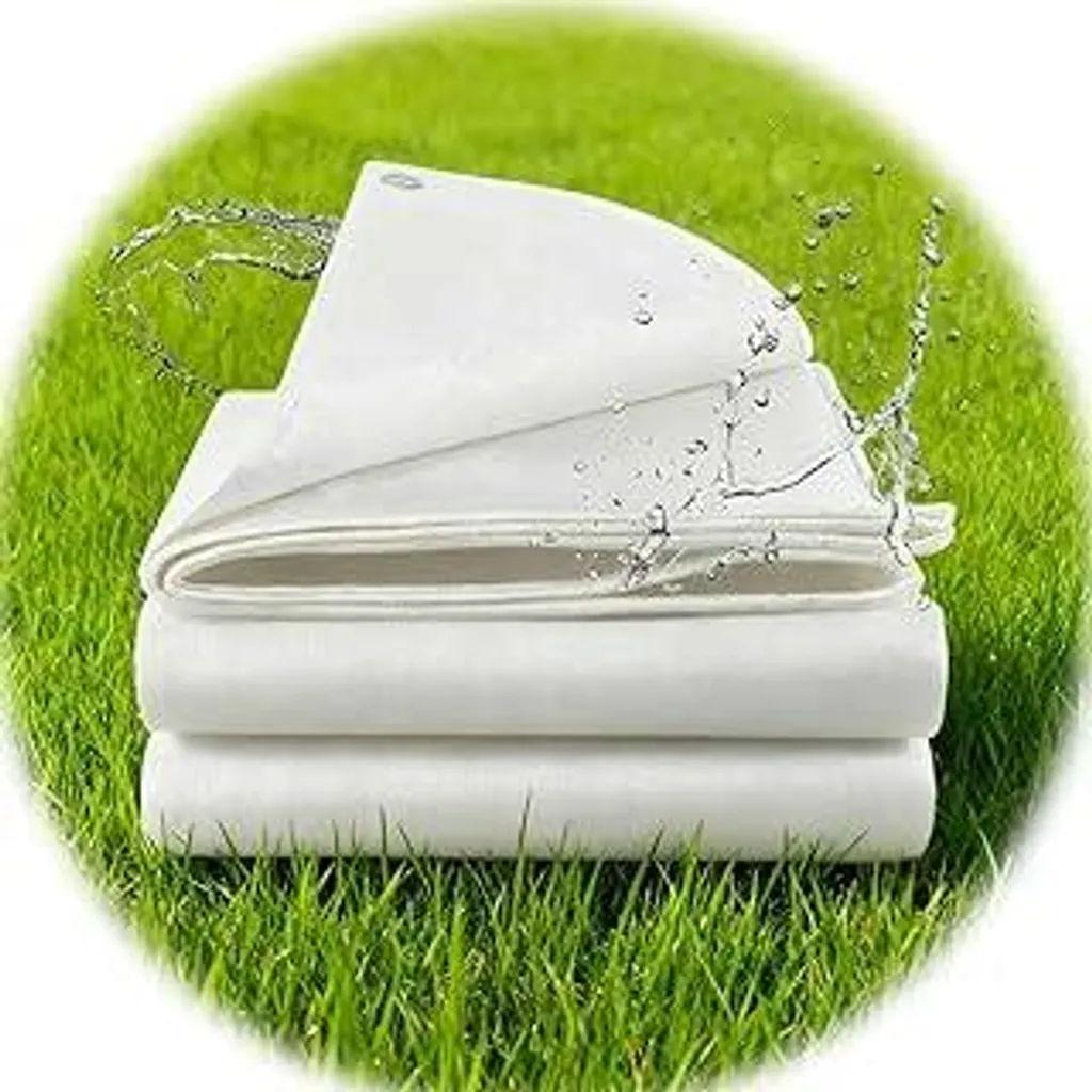 Telo di copertura impermeabile, telo in tessuto 2,4 x 3 m con occhielli, telo per camion, teli resistenti allo strappo e allo sbiadimento, rete per rimorchio a maglia fine 100 g/m² resistente ai raggi UV, telo con bordi rinforzati (bianco) - 1