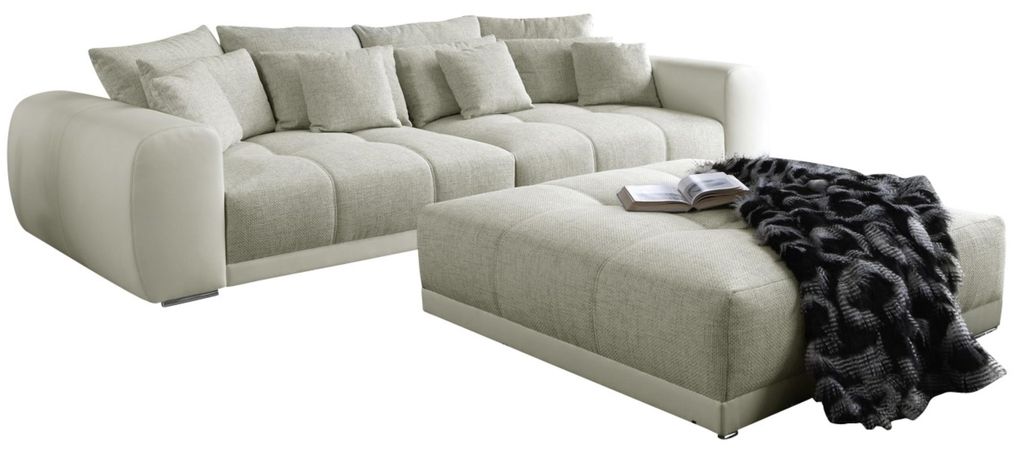 Big-Sofa XXL 306 cm Federkern Lounge Couch Kunstleder Weiß