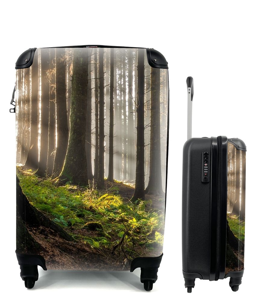 MuchoWow Koffer Handgepäck Trolley Rollkoffer Kleine Reisekoffer mit 4 Rollen - Sonne - Äste - Bäume - Wald - Natur - Cabin Size < 55x40x23 cm...