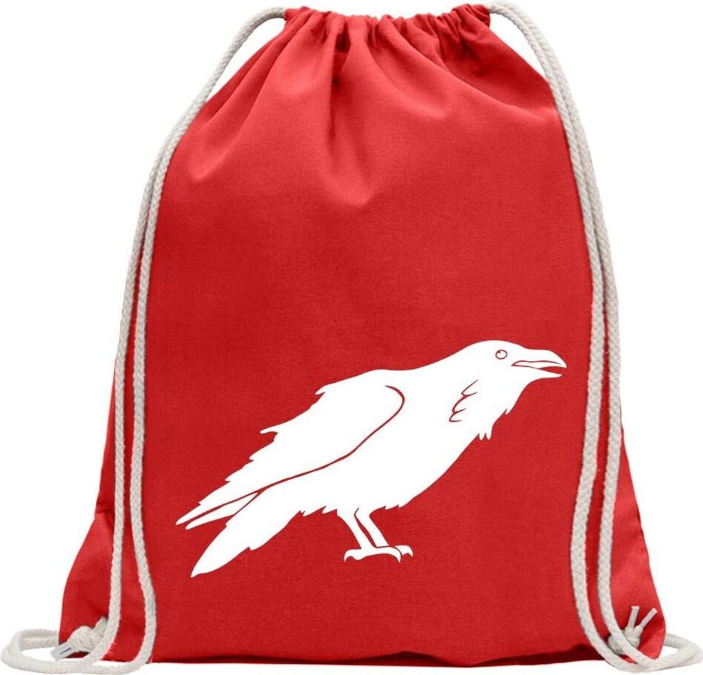 Kiwistar - Turnbeutel - rot - Rabe Krähen Corvus - Fun Rucksack Sport Beutel Gymsack Baumwolle mit Ziehgurt