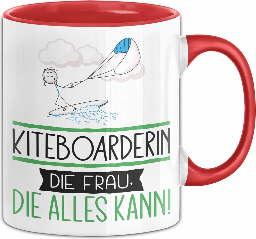 Kiteboarderin Geschenk Tasse Becher Die Frau Die Allen Kann Geschenkidee für eine Kiteboarderin Lustig (Rot)