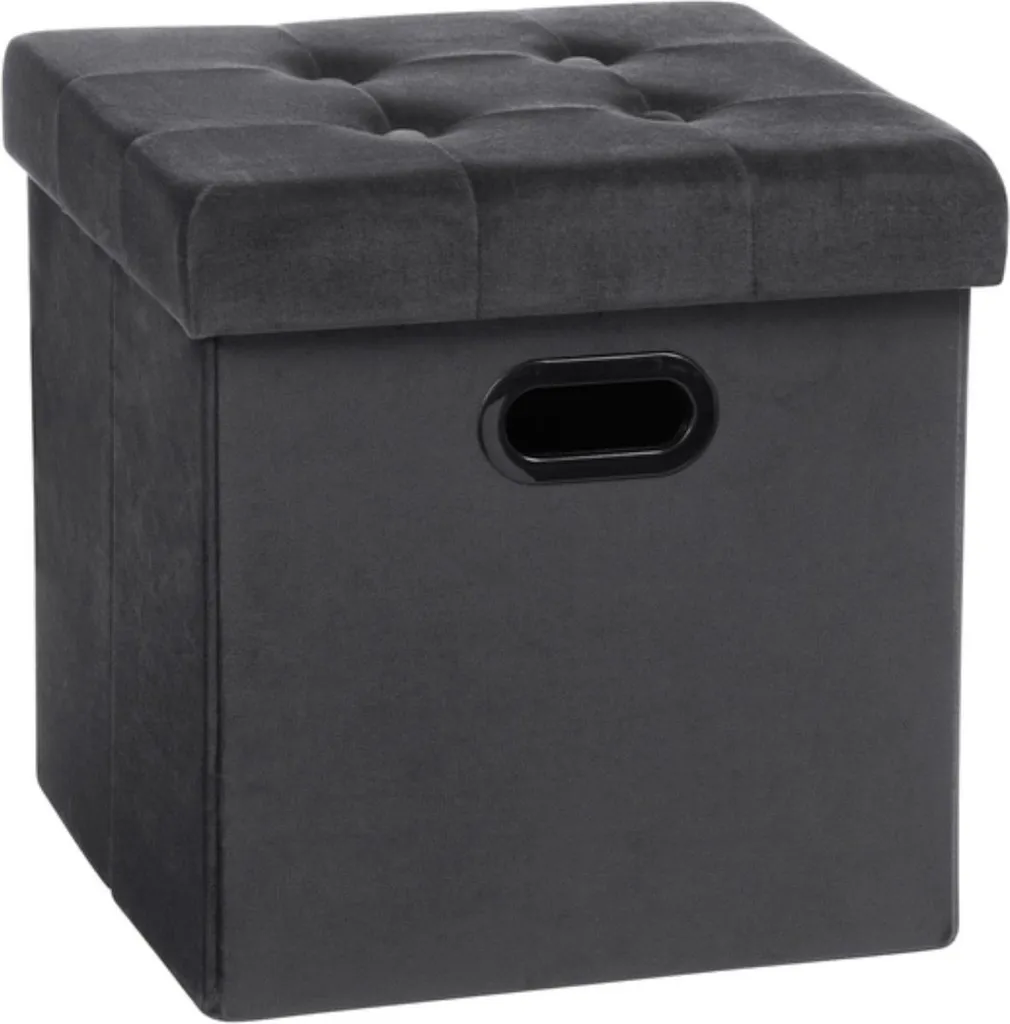 Sgabello Pouf Grigio Happyment Hilda DeLuxus - Contenitore Smart
