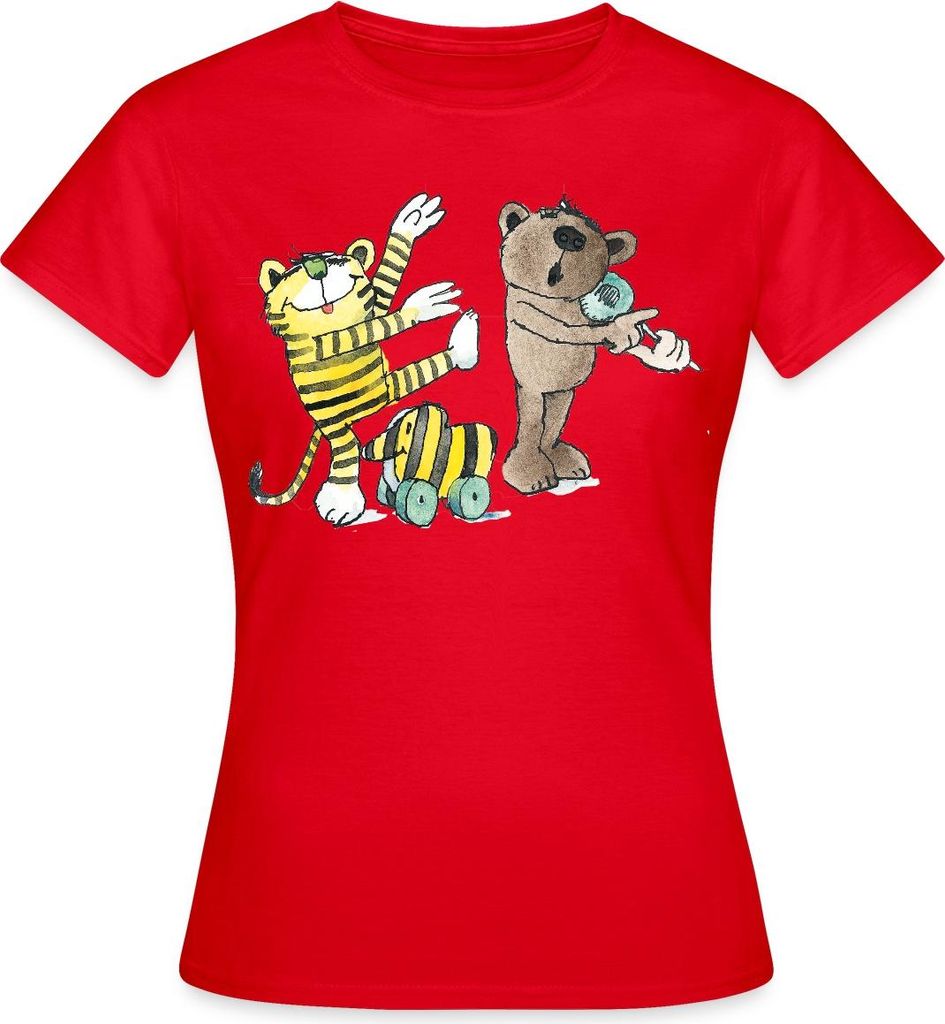 Spreadshirt Janosch Tiger und Freunde Machen Musik Frauen T-Shirt, M, Rot
