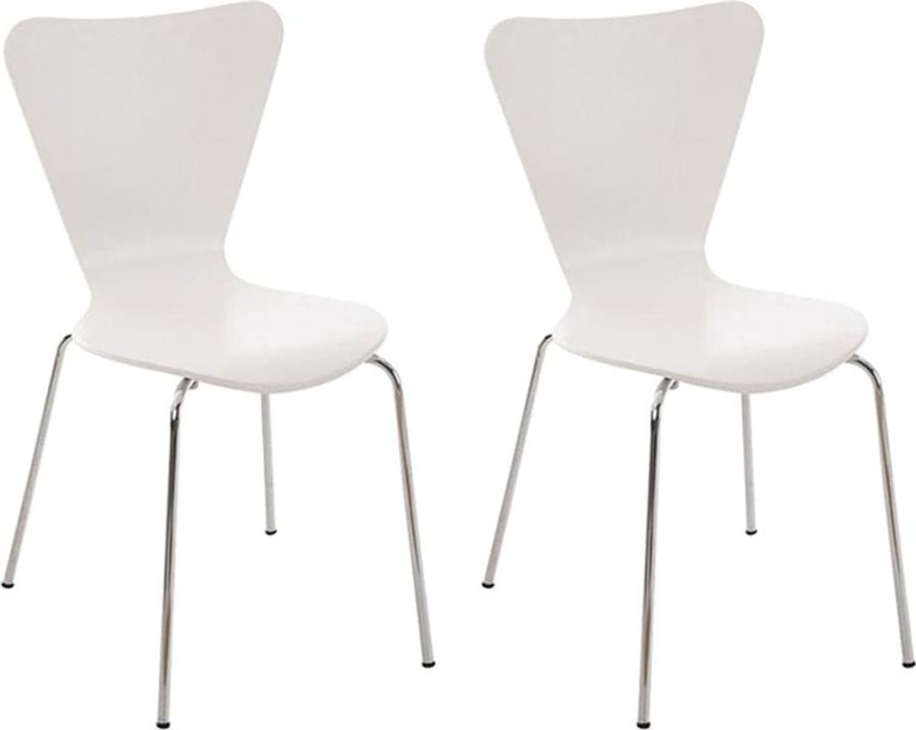 2x Ergonomische Besucherstühle - Wartestühle - Bequemer Sitz, stapelbares Design | Farbe: Weiß