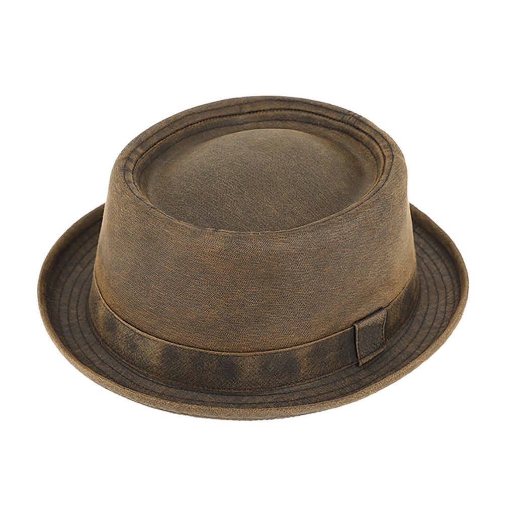 Fiebig Stoffhut Pork Pie gewaschene Baumwolle Nussbraun Gr. 57