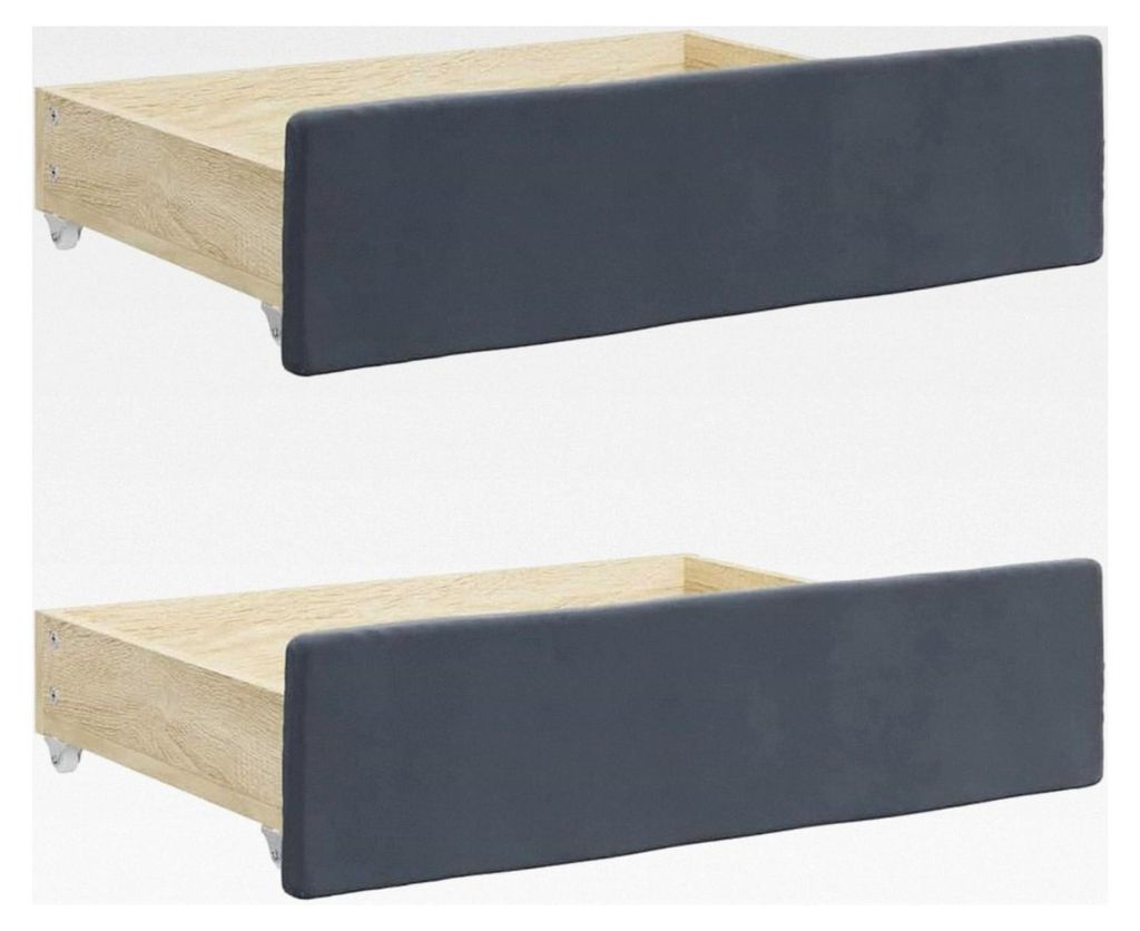 Bettschubladen 2 Stück, Dunkelgrau, Holzwerkstoff und Samt, Bettkasten, Schublade für Betten, Schlafzimmerzubehör