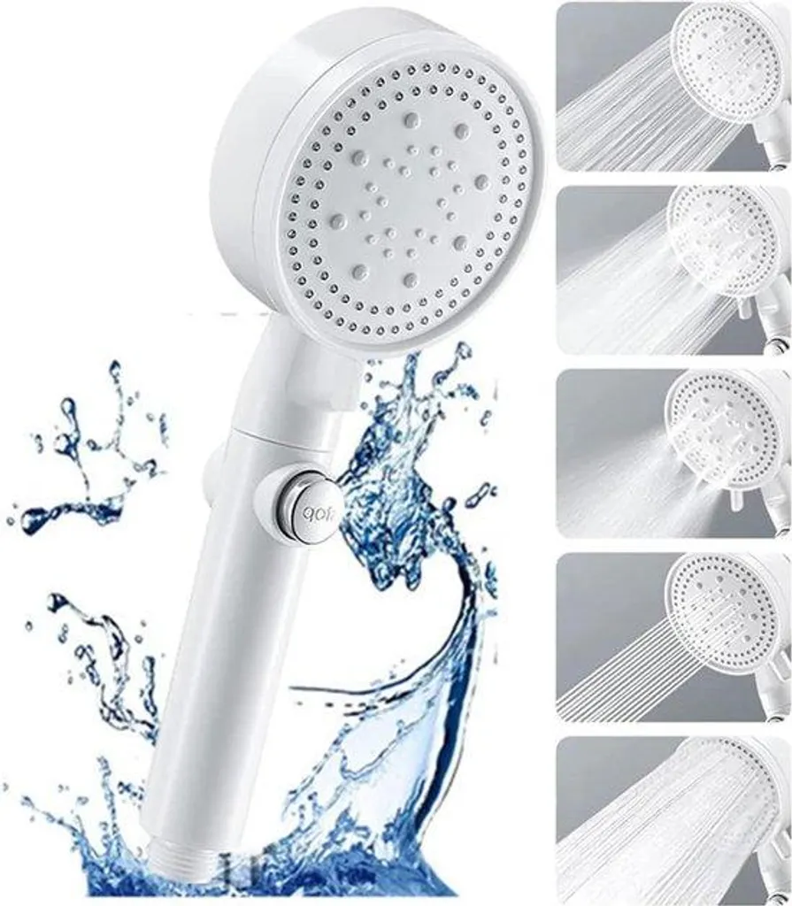 Pommeau de douche économique blanc à 5 jets pour salle de bain Zen