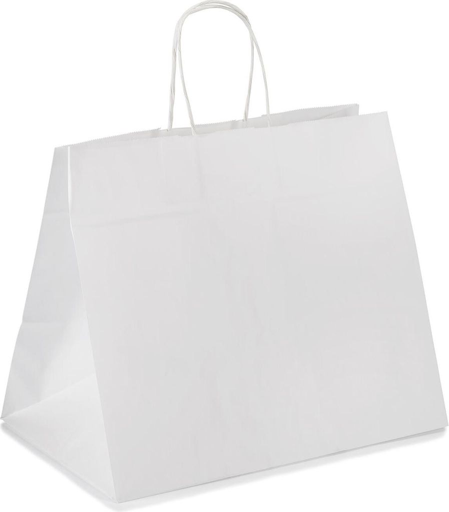 100x Papiertragetaschen mit Kordelhenkeln Kordeltaschen 260 + 170 x 250mm 80g weiß