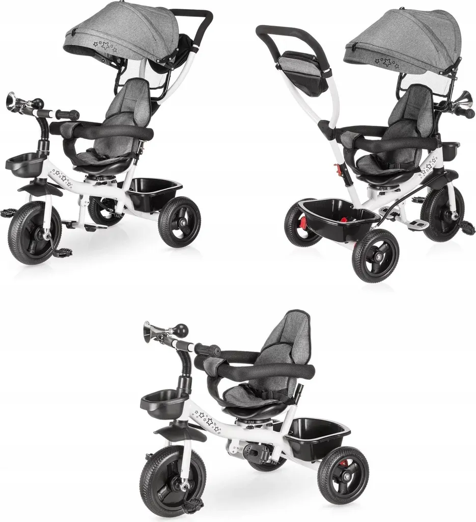 Vélo porteur bébé et tricycle évolutif avec siège pivotant ergonomique