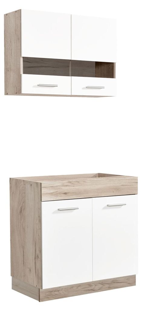 Homestyle4u Küche Küchenblock Weiß Küchenzeile ohne Geräte Produktbild 