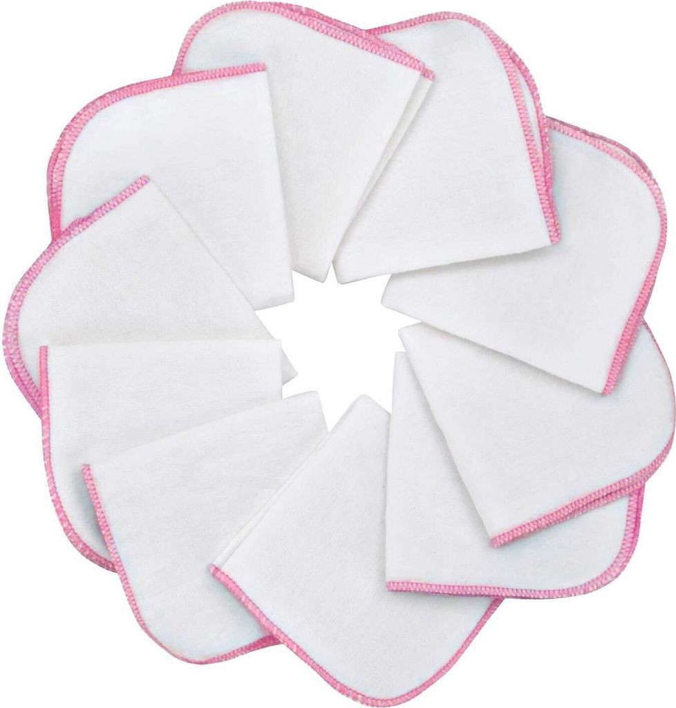 10 Waschlappen Aus 100% Baumwolle, Weiß Mit Blauem Rand – 30x30 Cm, Wiederverwendbar, Vielseitig