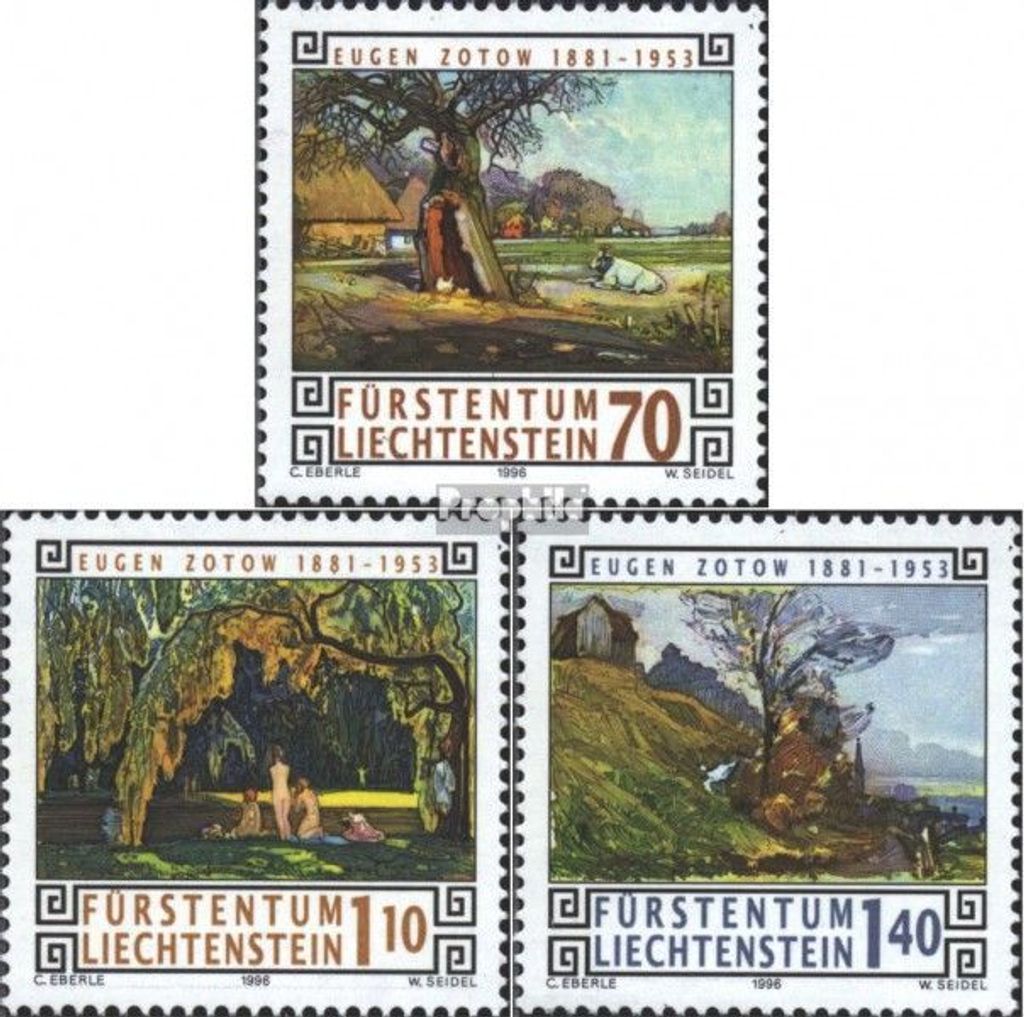 Briefmarken Liechtenstein 1996 Mi 1138-1140 (kompl.Ausg.) gestempelt Maler