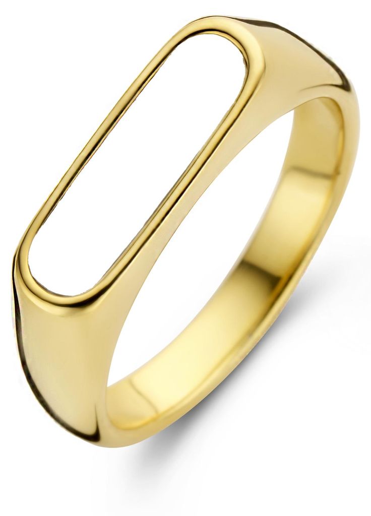 CO88 Collection 8CR-10034-52 Stahlring – Damen – Emaille-Einlage – Quer – 17 x 5,5 mm – Größe 52 – Goldfarben