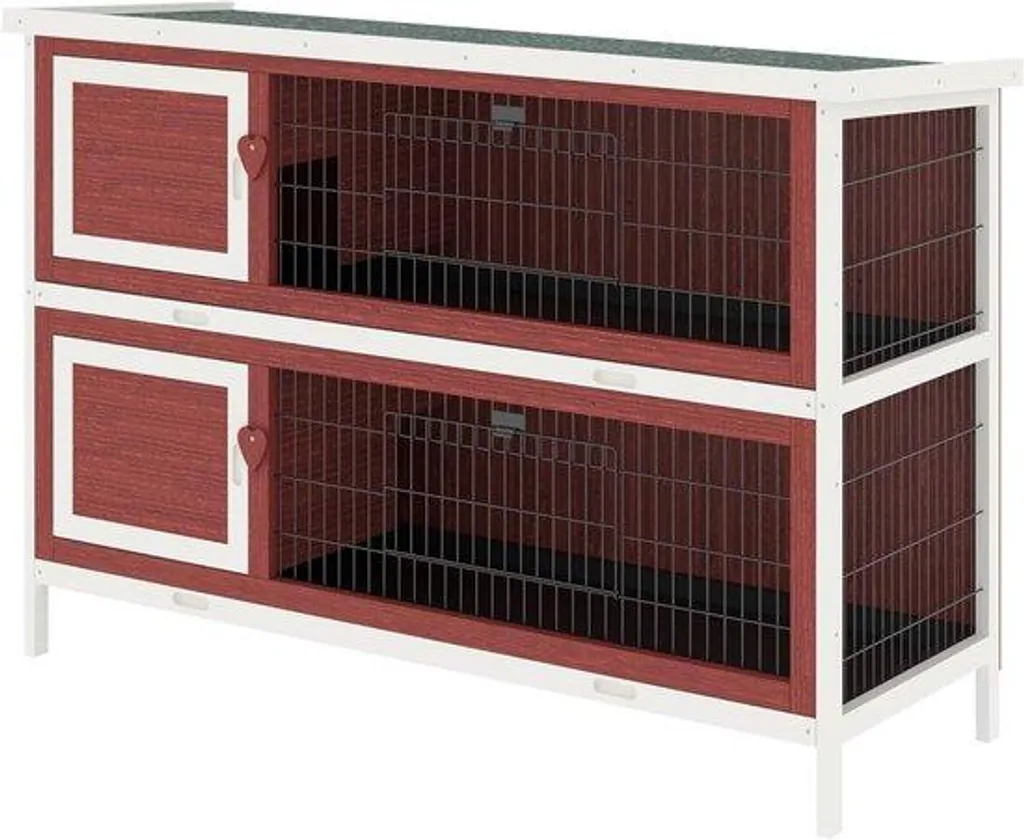 Clapier lapin 137 cm pour jardin et balcon, habitat modulable en bois