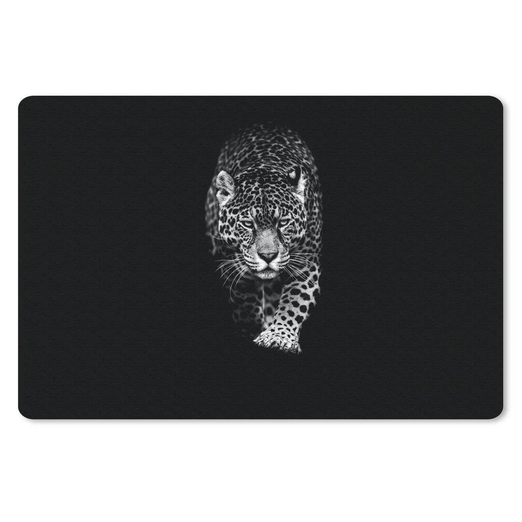 MuchoWow Schreibtischunterlage Tiere - Schwarz - Leopard - Weiß - Wild 60x40 cm - XXL Mauspad - Großes Mauspad