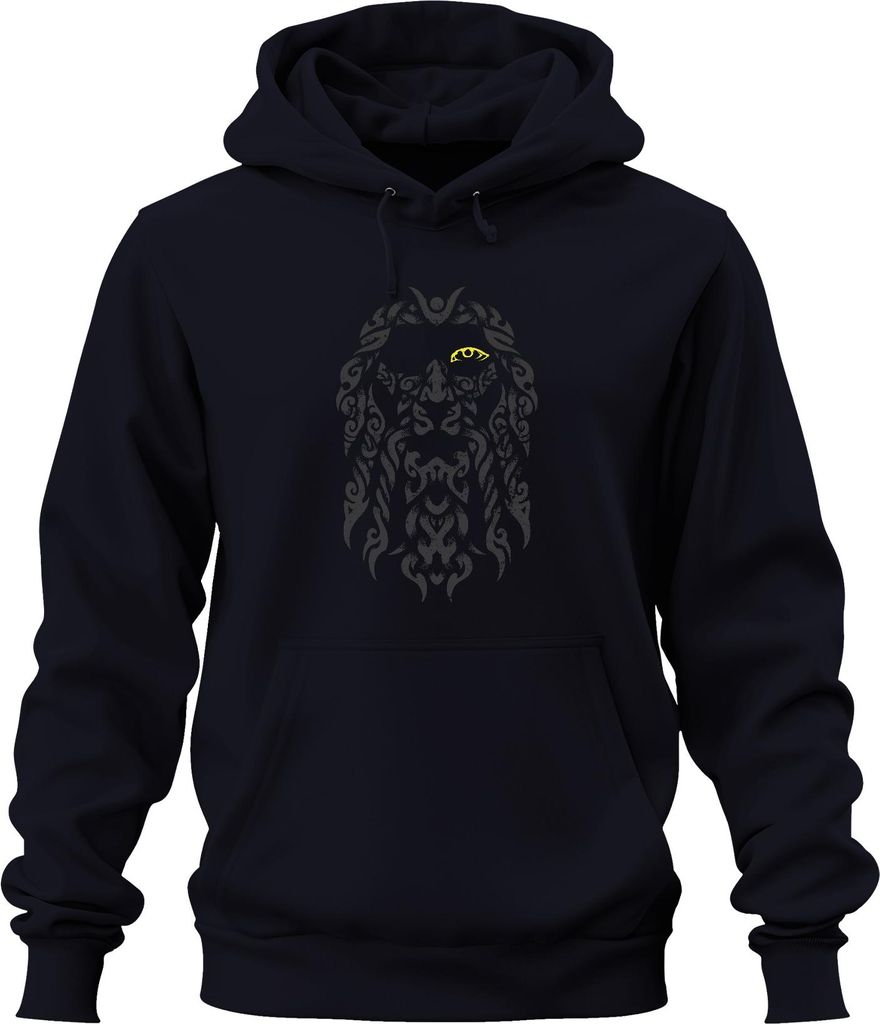 Odin Auge Gelb Wikinger Valhalla Nordisch Flechtmuster Krieger Uni Hoodie Kapuzenpullover, Navy, L
