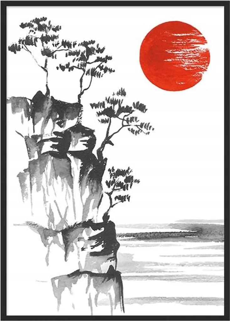 Décoration Murale Japon P721 avec Cadre 53x73 cm - Ambiance Zen Zen