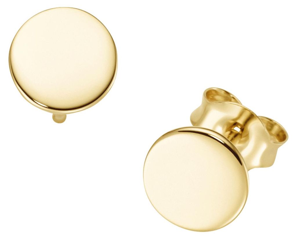 Ohrstecker SURI FREY rundes Plättchen, Silber 925 Gold 0,5 cm