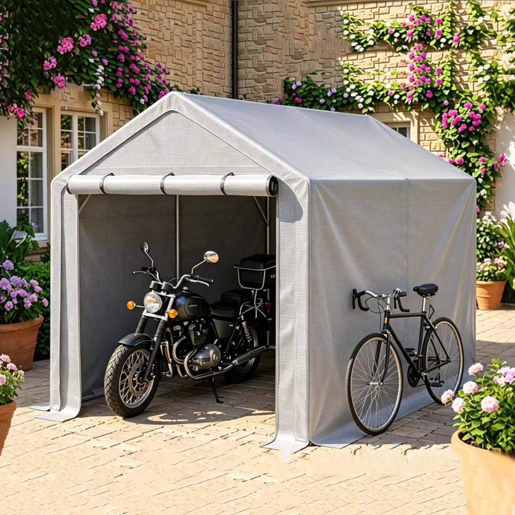 ELANDEPOT Posto auto coperto 296 × 190 × 200 cm grigio Immagine del prodotto 
