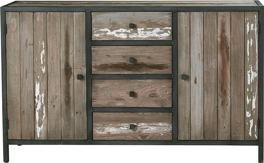 Kommode recyceltes Holz Metall 150 cm Stauraum