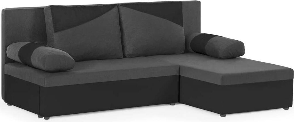 Ecksofa Polo mit Schlaffunktion - Grau/Schwarz