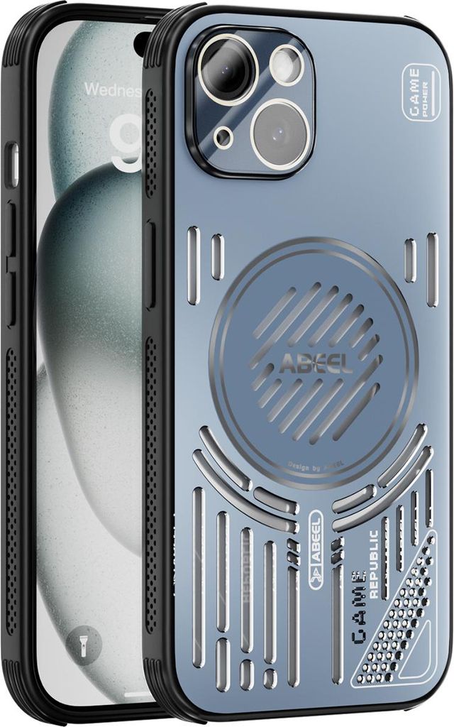 Magnetische Hülle für iPhone 14 mit Linsenabdeckung, Aluminium Stoßfestes Schutzhülle mit Wärmeableitung Blau