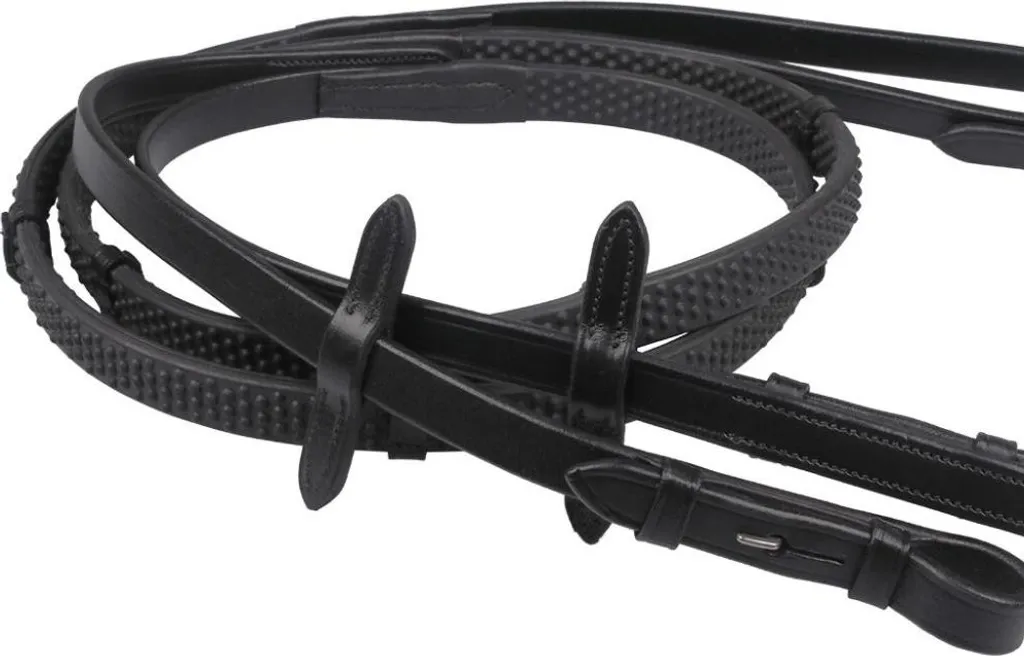 Rênes élastiques ARBO-INOX® avec picots et boucles aveugles Noir Poney