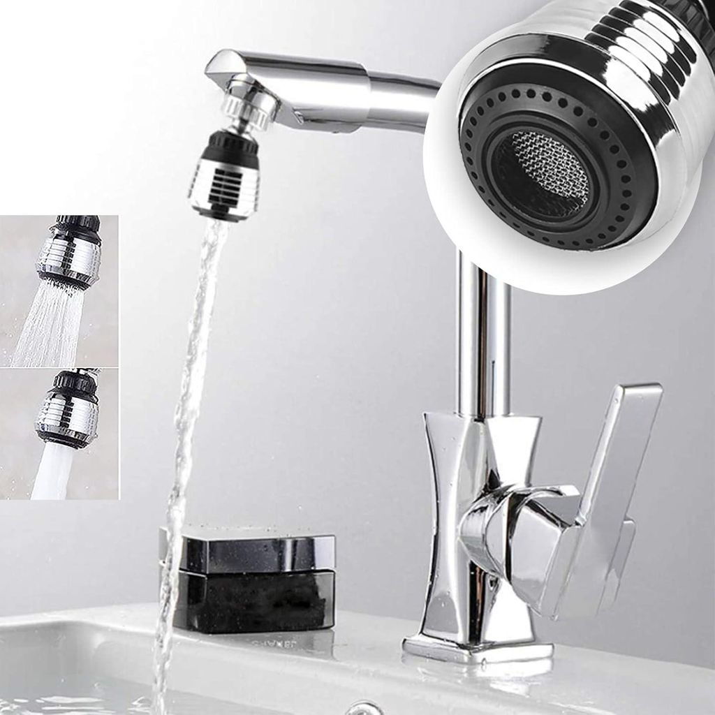 360° Belüfter für Wasserhähne - Wasserersparende Wasserhahnverlängerung mit Spritzschutztechnologie