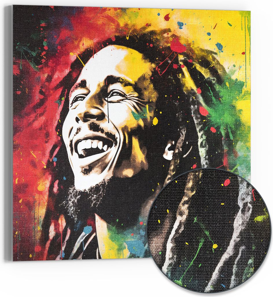 DEQOART Hybrid Leinwand Bild 30x30 cm 'Lachen in Farben' Wandbild Glas flach modern