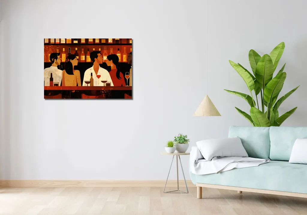 Quadro 90x60 cm Incontro al Vino - Stampa su Tela Materica per Cucina - 2