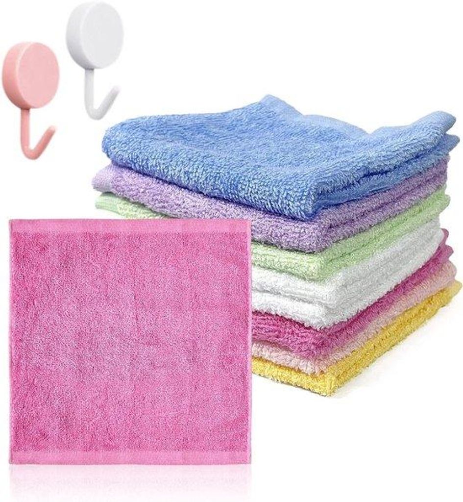 Baby-Waschlappen-Set aus Flanel mit 2 Haken - weich und recycelbar - 25 x 25 cm