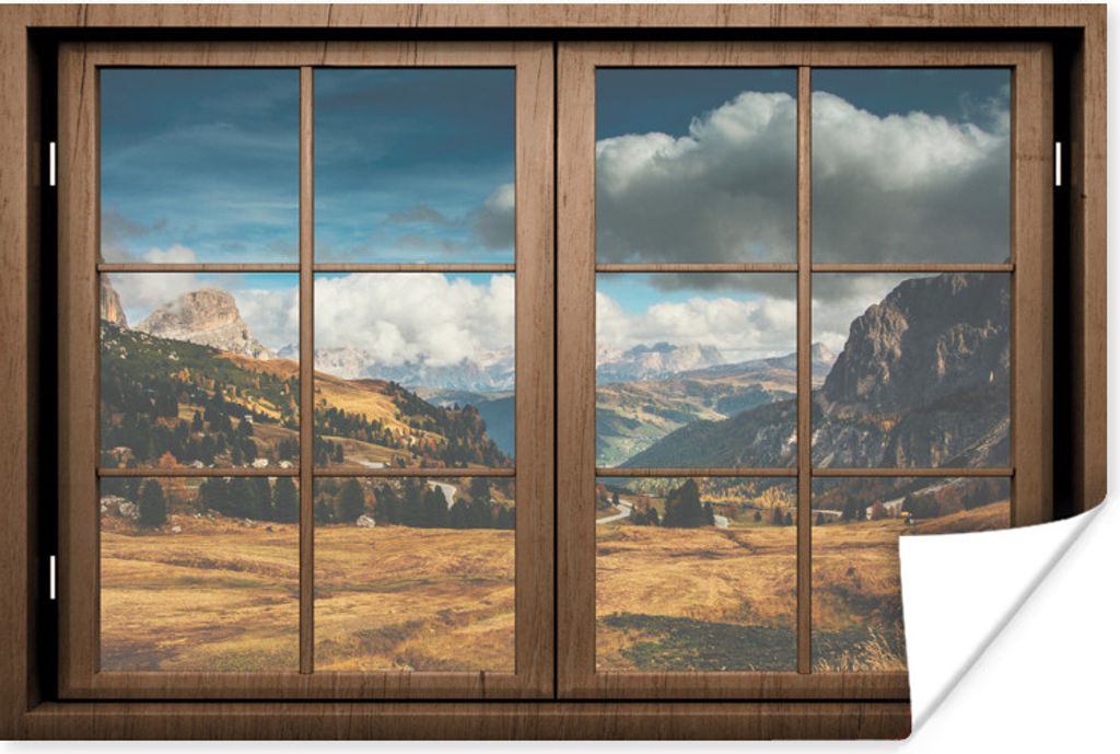 MuchoWow Poster Aussicht - Weg - Berg 90x60 cm - Schlafzimmer