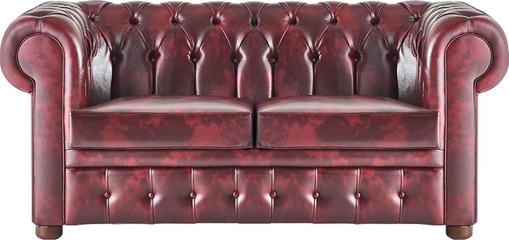 Couch Sofa-Set Leder 2-Sitzer Sessel Bordeaux Chesterfield Klassisch Holz 4tlg.