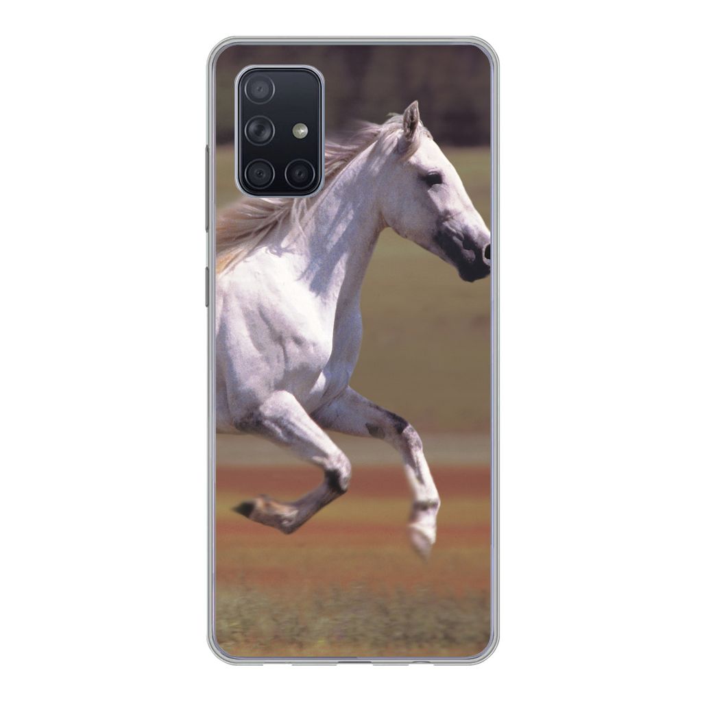 MuchoWow Handyhülle Schutzhülle Hülle für Samsung Galaxy A51 Pferd - Licht - Gras Silikon Softcase Handy Hülle - Schutzabdeckung