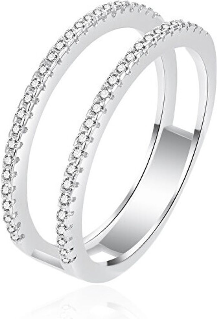 Dezenter Silberring mit Zirkonia AGT-R18W - Umfang: 56 mm.